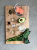 Teriyaki Salmon Rice Bowl with Spinach and Avocado